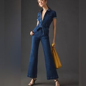 PAIGE Anessa Short Sleeve Denim Jumpsuit